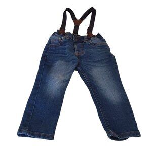 OshKosh Bgosh Baby Denim Jeans With Adjustable Suspenders 18M Blue Casual Pants